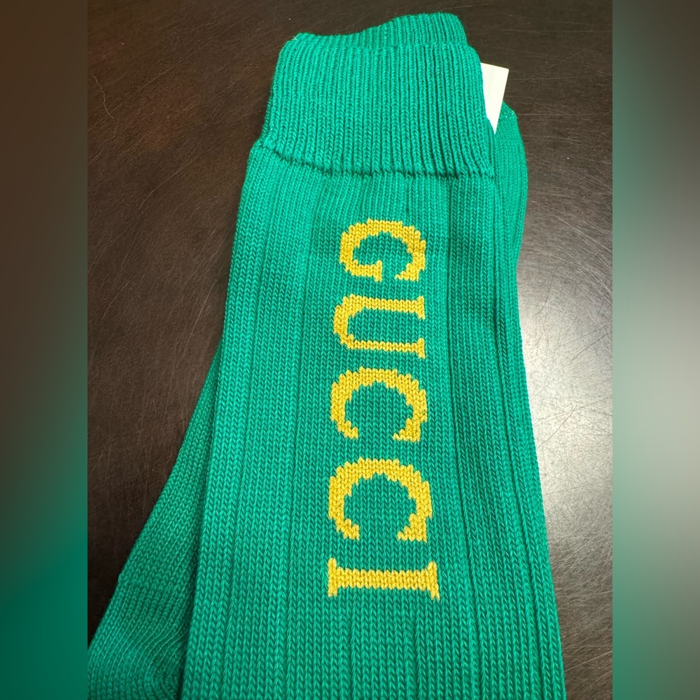 New Authentic Gucci Logo Socks Green Size M - Picture 7 of 10